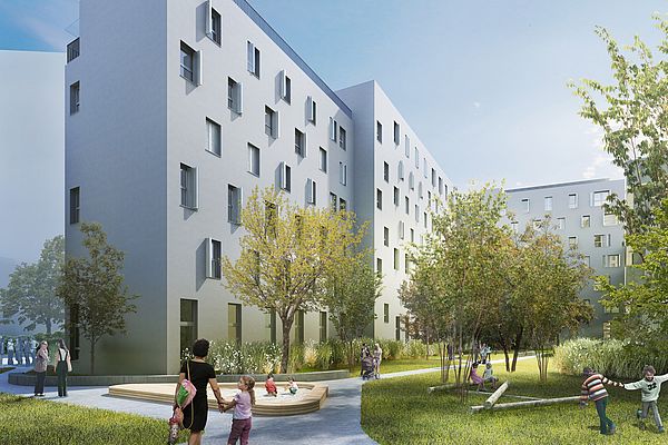 Seestadt Aspern J12 - Visualisierung Stuwo Studentenwohnheim - Copyright Schreinerkastler